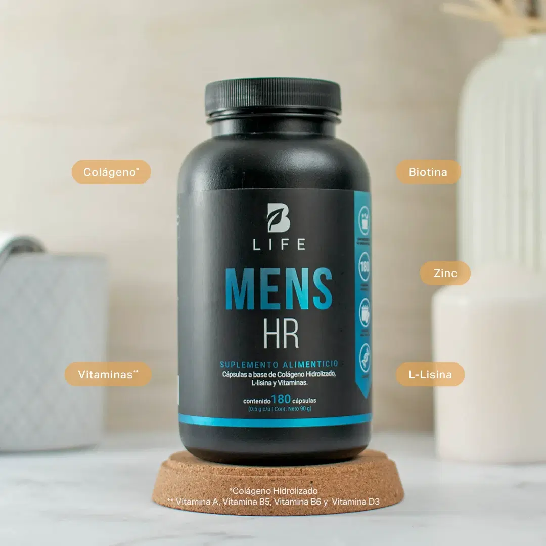 Imagen de Vitaminas para el Cabello de Hombre | Colágeno Hidrolizado, L Lysina, Zinc, B5, B6, Biotina y D3