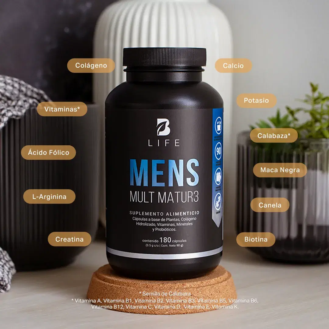 Imagen de Multivitamínico para Hombre 40+ | Con Vitaminas A, C, D, E, Calcio, Colágeno, Creatina y Probióticos