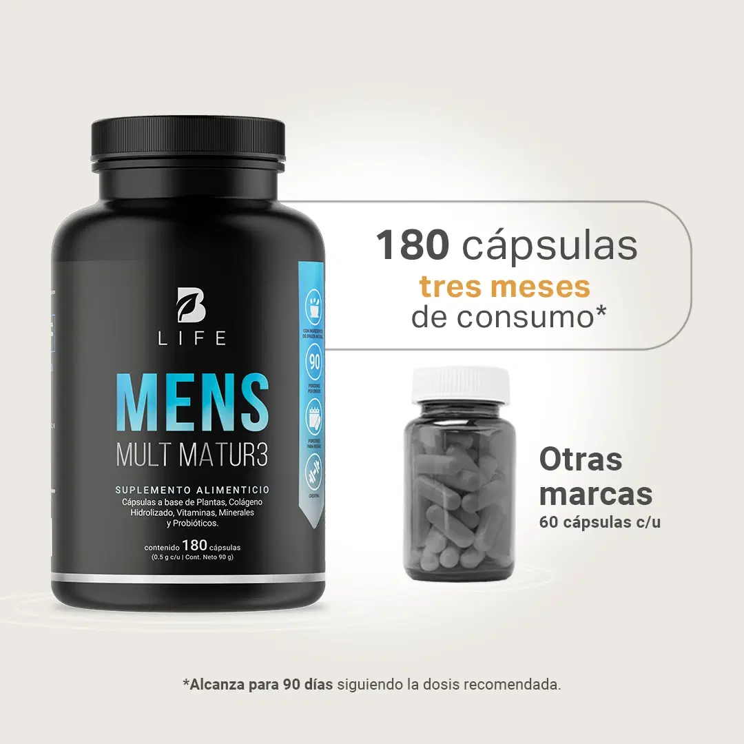 Imagen de Multivitamínico para Hombre 40+ | Con Vitaminas A, C, D, E, Calcio, Colágeno, Creatina y Probióticos