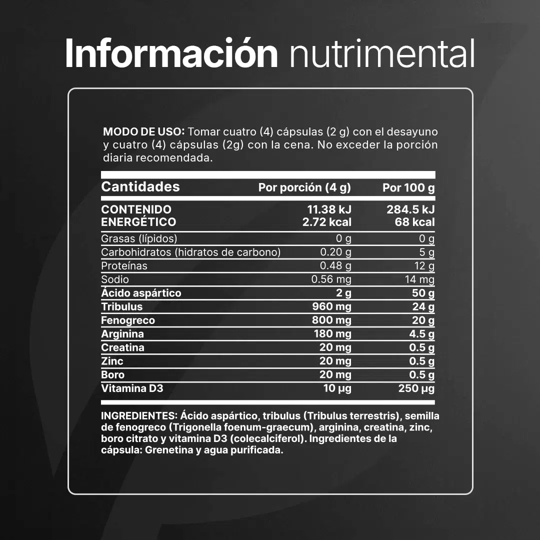 Imagen de Fórmula Avanzada Platinum para Hombre | con Fenogreco, Creatina, Aminoácidos, Vitaminas y Minerales | 240 Cápsulas | 4000 mg por porción