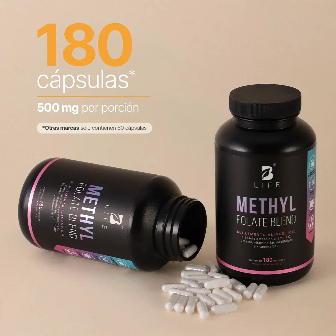 Imagen de Mezcla con Metilfolato, Vitamina C, B6 y B12 | 500 mg por Cápsula | 180 Cápsulas