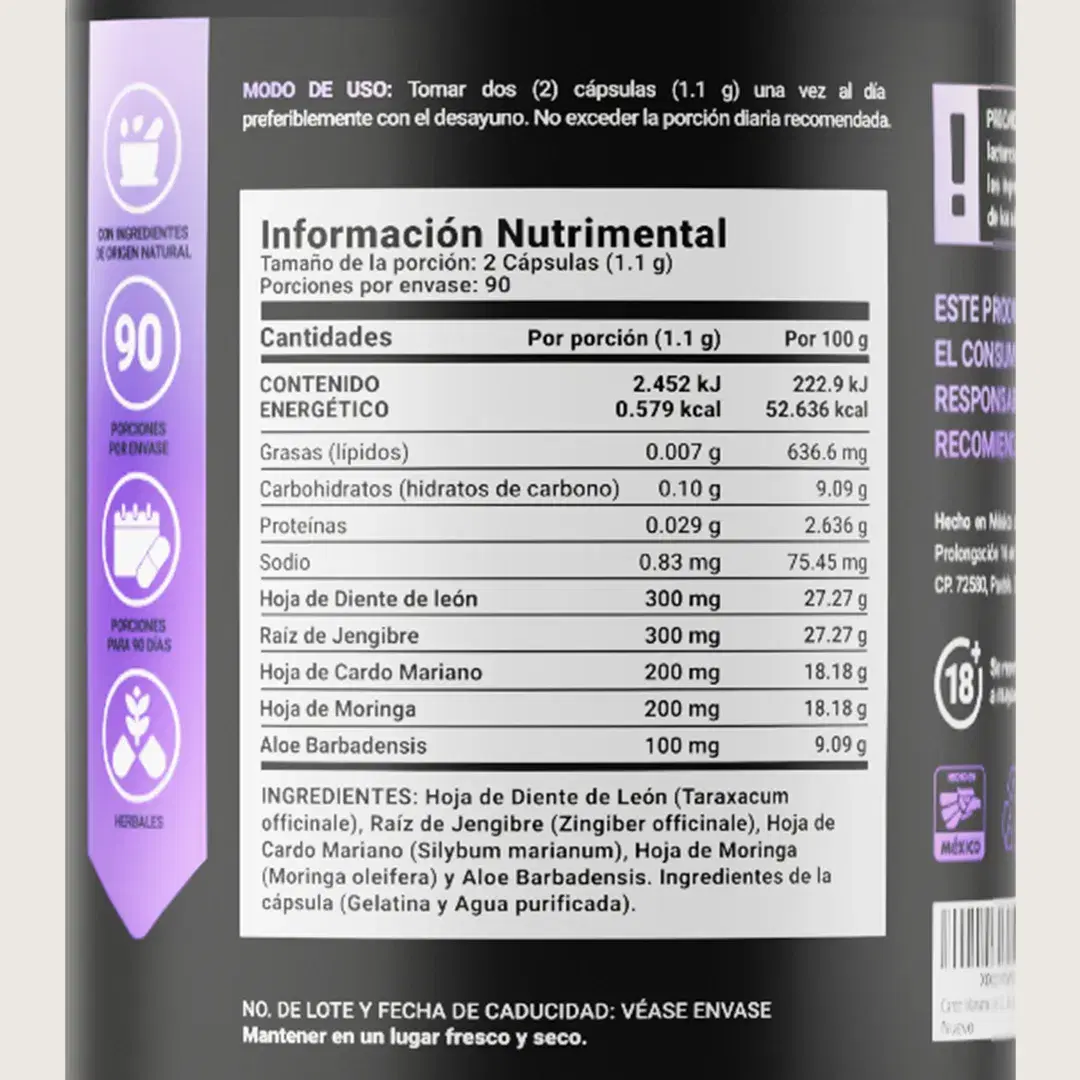 Imagen de Cardo Mariano con Diente de León, Jengibre y Mezcla Herbal | 1100 mg por Porción