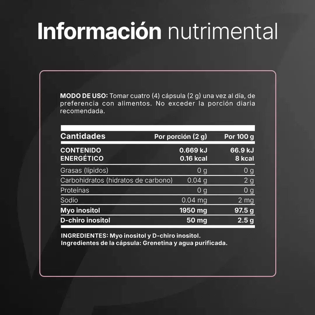 Imagen de Myo & D-Chiro Inositol en cápsulas | Relación Ideal 40:1 de Alta Pureza | Fórmula Platinum | 2000 mg por porción