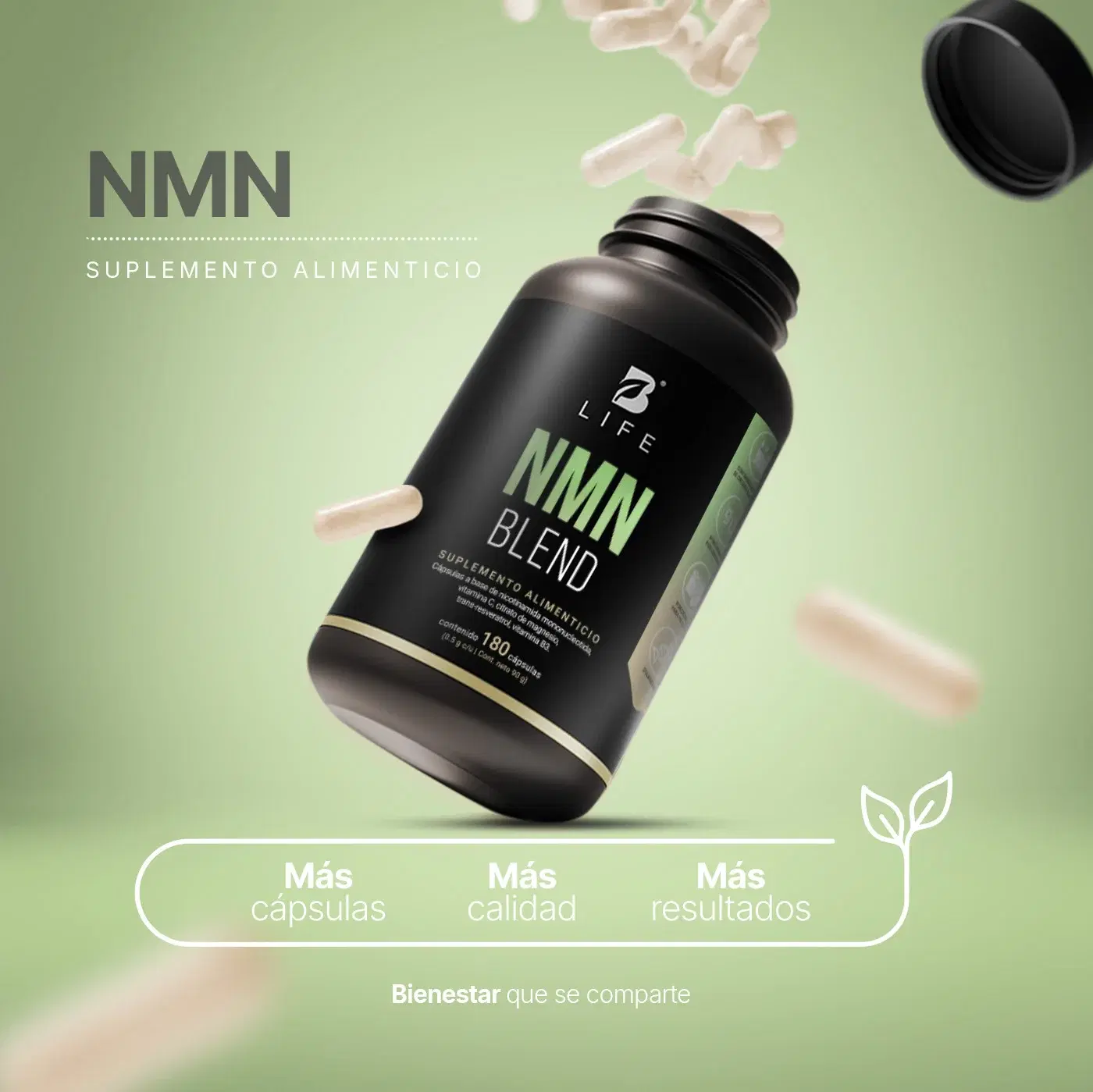 Imagen de Fórmula N.M.N | con Trans-Resveratrol, Vitamina C, Citrato de Magnesio y Vitamina B3 | 180 Cápsulas | 1000 mg por Porción