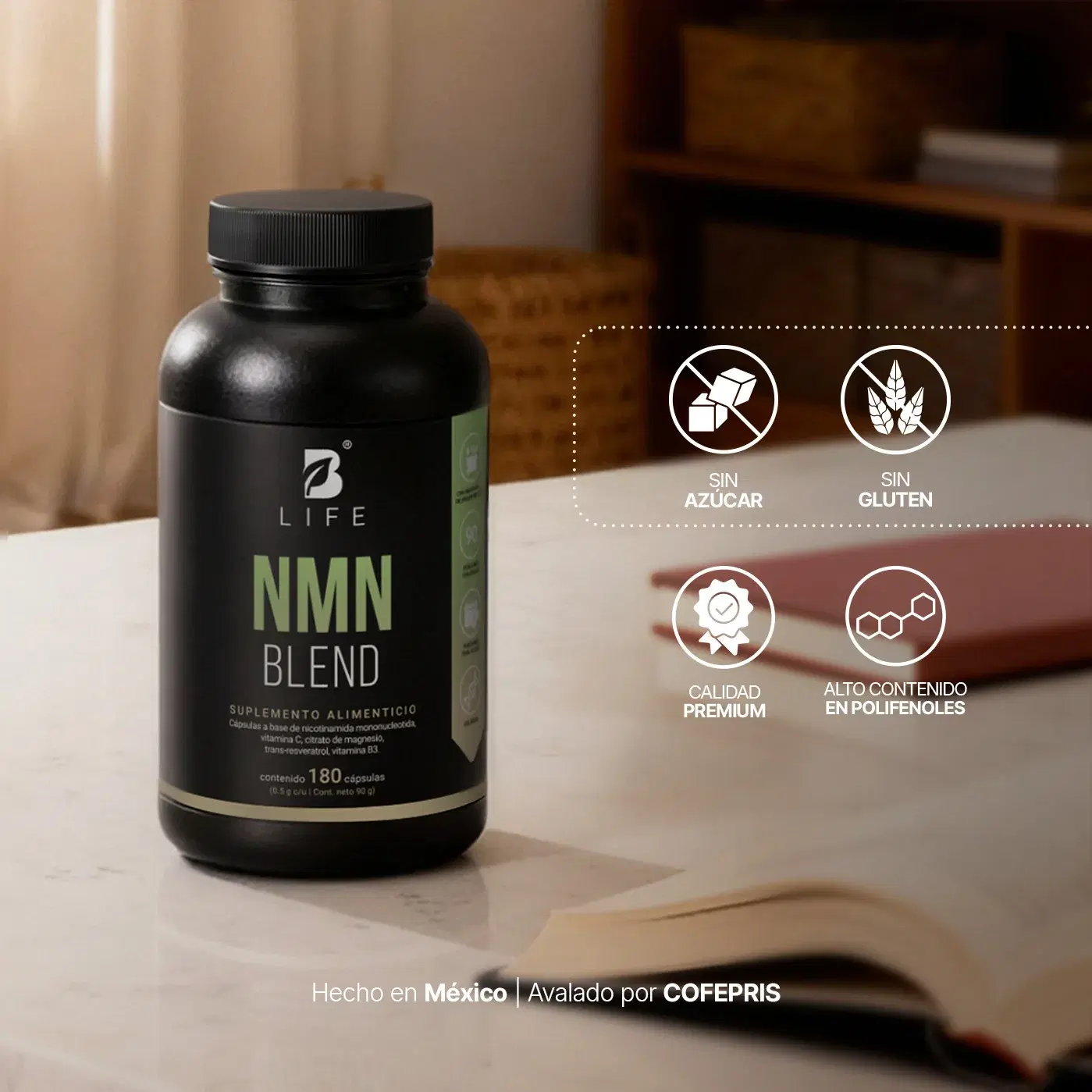 Imagen de Fórmula N.M.N | con Trans-Resveratrol, Vitamina C, Citrato de Magnesio y Vitamina B3 | 180 Cápsulas | 1000 mg por Porción