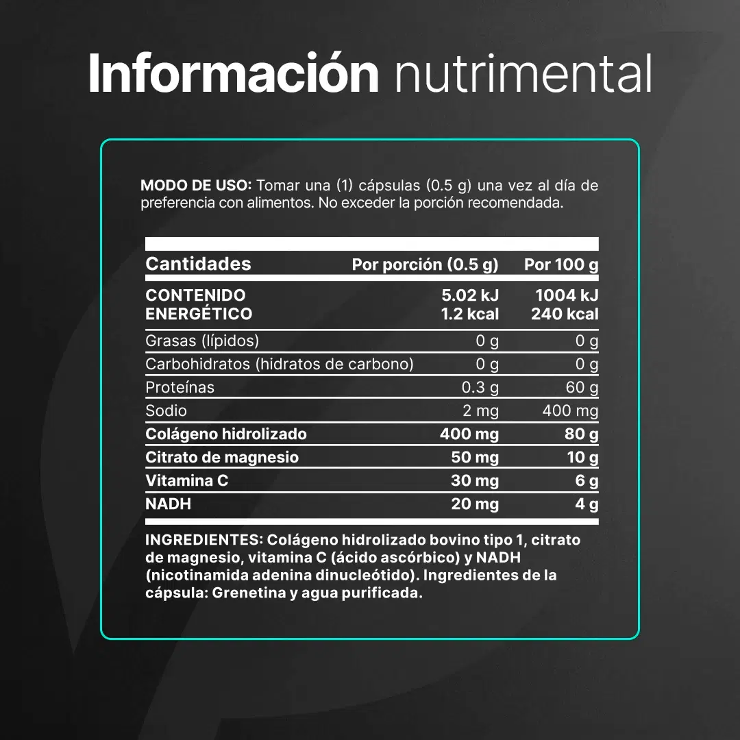 Imagen de NADH con Magnesio y Colágeno | 180 cápsulas