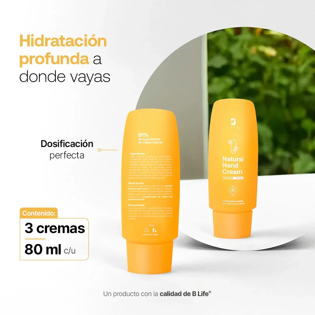 Imagen de Natural Hand Cream Vainilla | Crema Natural para Manos Vainilla 80 ml c/u