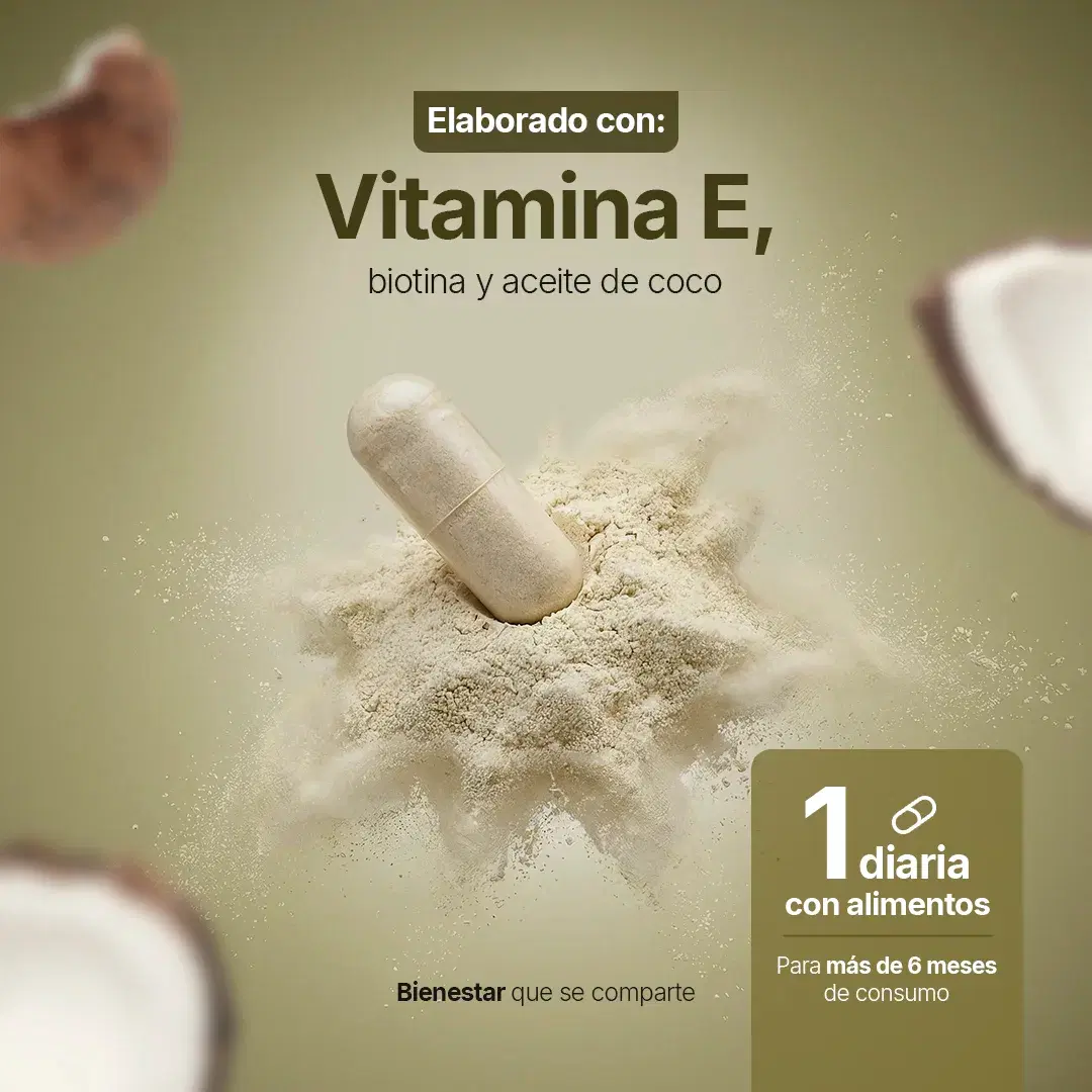 Imagen de Vitamina E en Cápsulas | 200 cáps | Con Biotina y Aceite de Coco | 298 UI