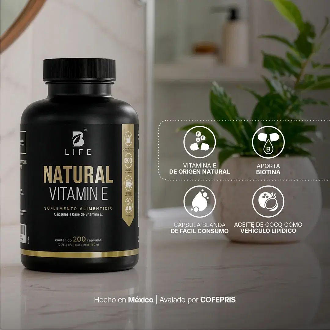 Imagen de Vitamina E en Cápsulas | 200 cáps | Con Biotina y Aceite de Coco | 298 UI
