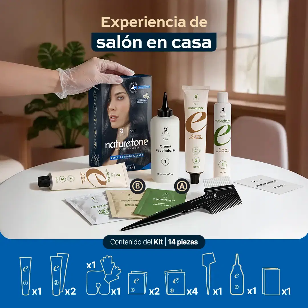 Imagen de Tinte para Cabello sin Amoníaco | Color y Cuidado con Argán, Jojoba y Aloe Vera | Kit Completo 14 Piezas