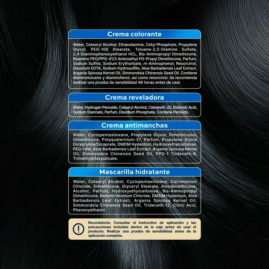 Imagen de Tinte para Cabello sin Amoníaco | Color y Cuidado con Argán, Jojoba y Aloe Vera | Kit Completo 14 Piezas