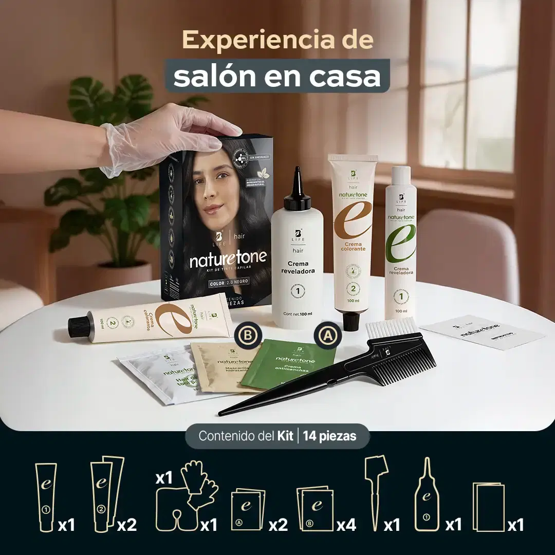Imagen de Tinte para Cabello sin Amoníaco | Color y Cuidado con Argán, Jojoba y Aloe Vera | Kit Completo 14 Piezas
