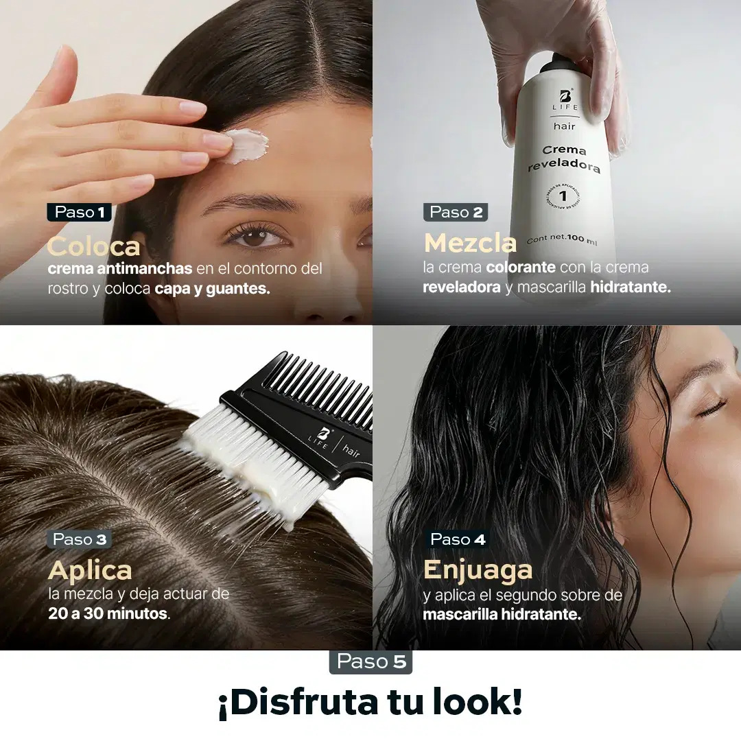 Imagen de Tinte para Cabello sin Amoníaco | Color y Cuidado con Argán, Jojoba y Aloe Vera | Kit Completo 14 Piezas
