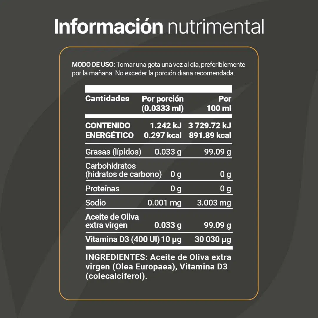 Imagen de Vitamina D3 en Gotas con Aceite de Oliva | 400 UI | para Mayores de 3 Años