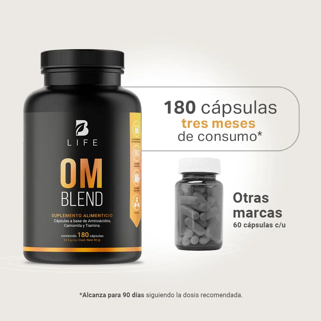 Imagen de GABA con Camomila, L-Tirosina, L-Teanina y Vitamina B1 | 500 mg por porción | 180 Cápsulas