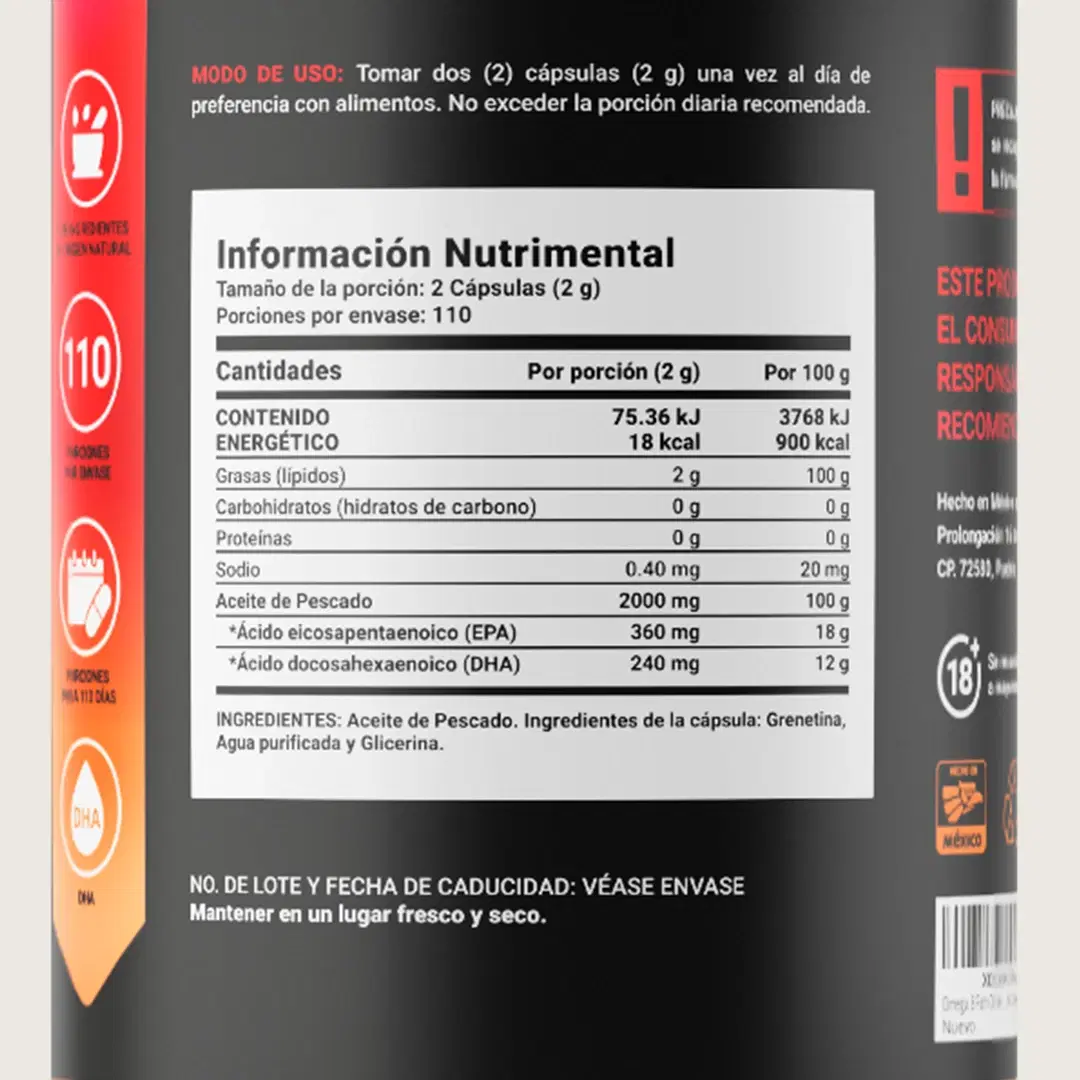 Imagen de Omega 3 Aceite de Pescado con EPA y DHA | 220 cápsulas | 1000 mg por porción