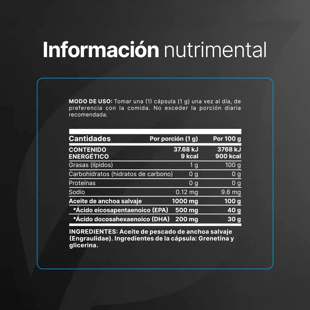 Imagen de Omega 3 Platinum | Anchoa Salvaje con EPA y DHA | sin Metales Pesados | 1000 mg por porción