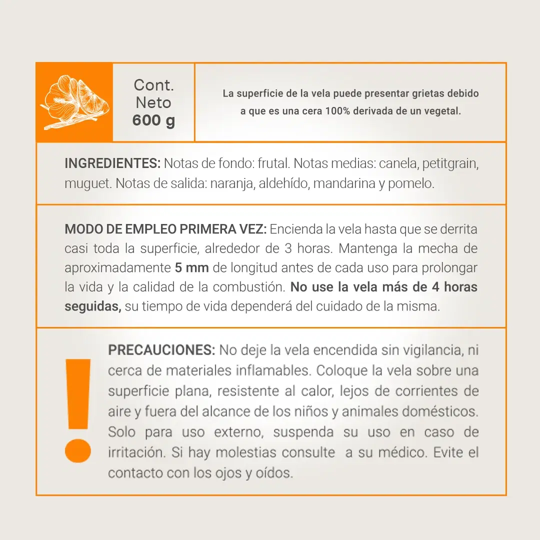 Imagen de Orange Vanilla Aromatic Candle | Vela Aromática Vainilla Naranja 600 g