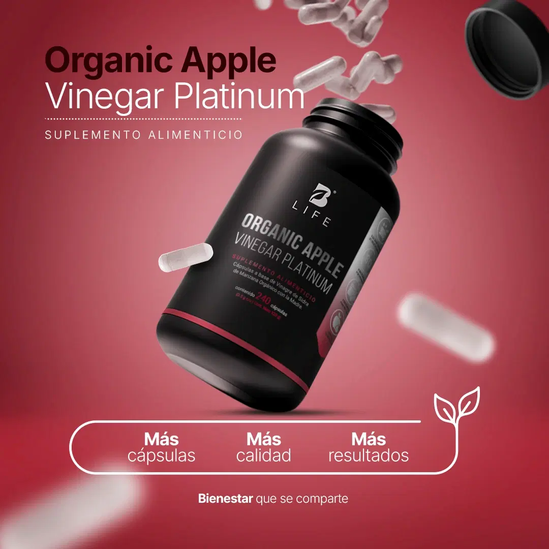 Imagen de Vinagre de Manzana Orgánico con Cultivo “La Madre” | Fórmula Platinum | 240 cápsulas