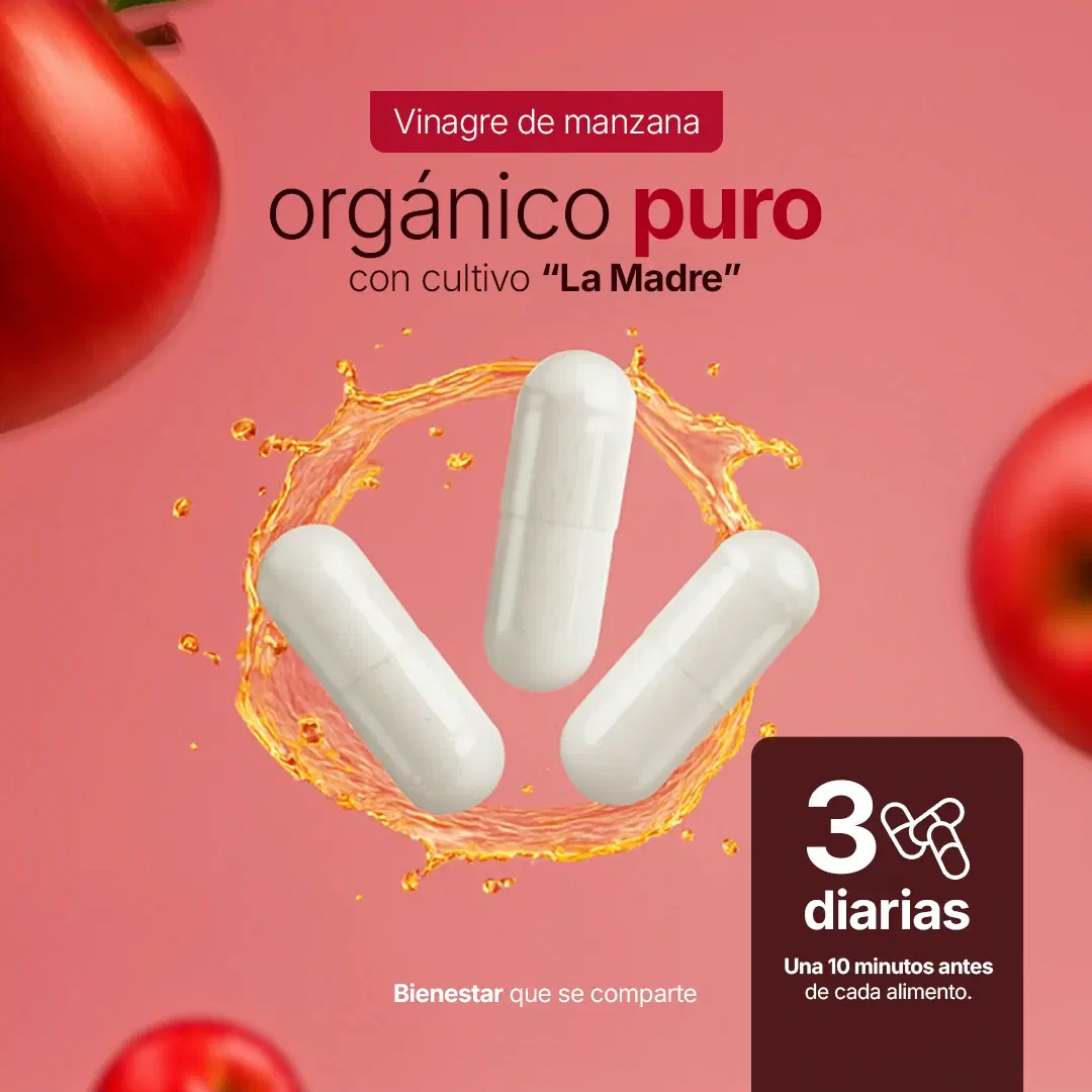 Imagen de Vinagre de Manzana Orgánico con Cultivo “La Madre” | Fórmula Platinum | 240 cápsulas