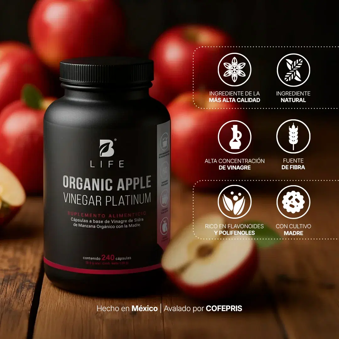 Imagen de Vinagre de Manzana Orgánico con Cultivo “La Madre” | Fórmula Platinum | 240 cápsulas