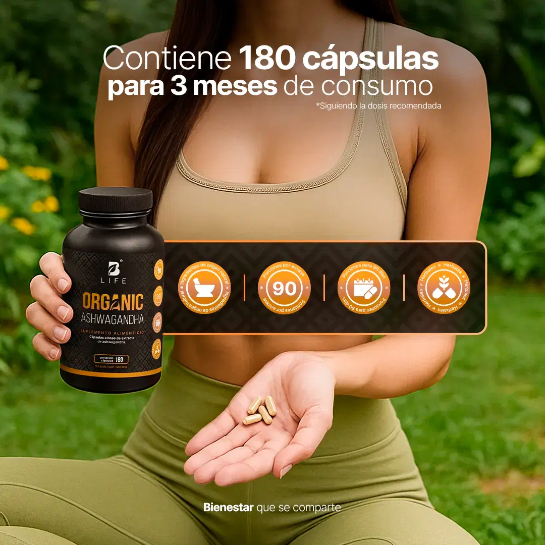 Imagen de Ashwagandha Orgánica | 1000 mg por porción | 180 cápsulas