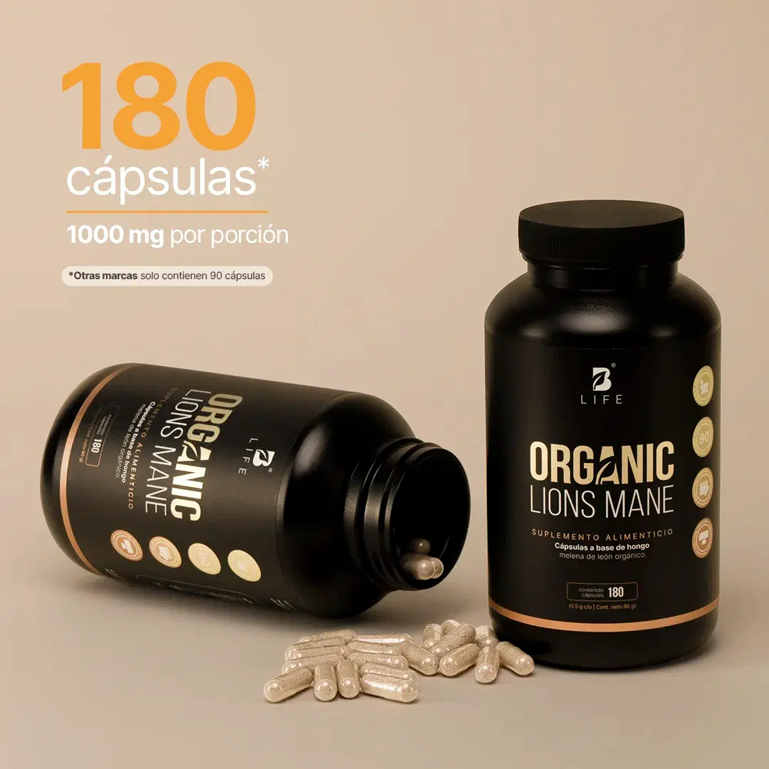 Imagen de Hongo Melena de León Orgánico | 1000 mg por porción | 180 Cápsulas