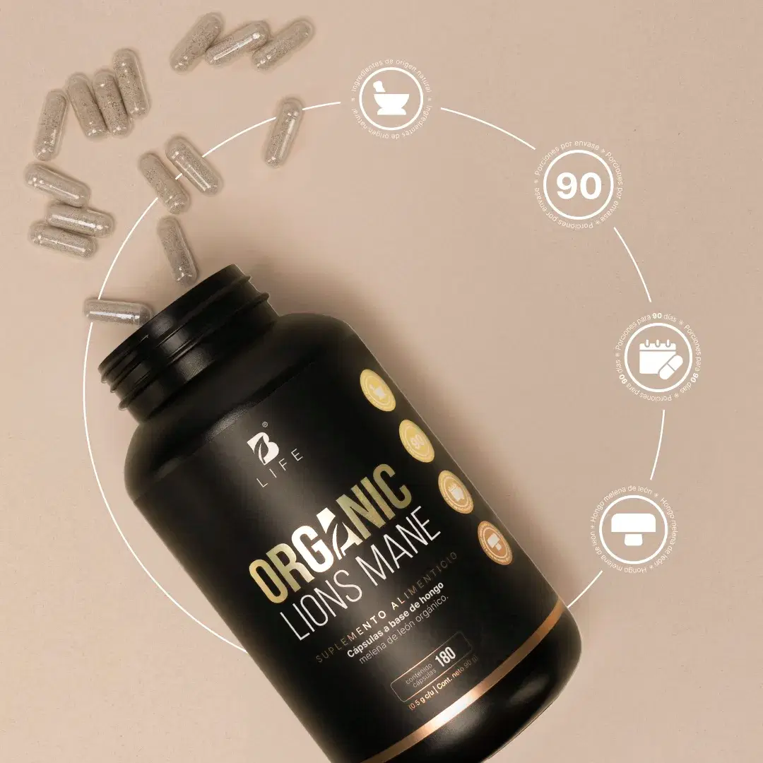 Imagen de Hongo Melena de León Orgánico | 1000 mg por porción | 180 Cápsulas