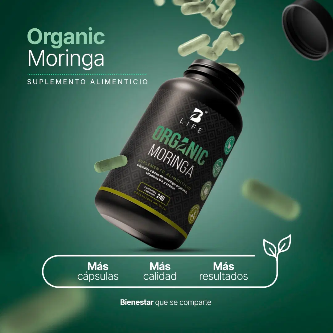 Imagen de Moringa Orgánica | Con Cromo y Vitamina D3 | 1000 mg por porción | 240 cáps