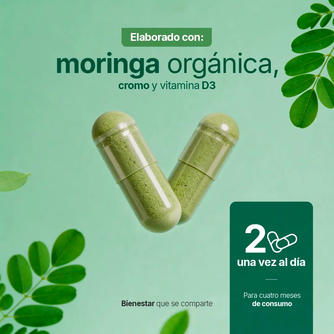 Imagen de Moringa Orgánica | Con Cromo y Vitamina D3 | 1000 mg por porción | 240 cáps