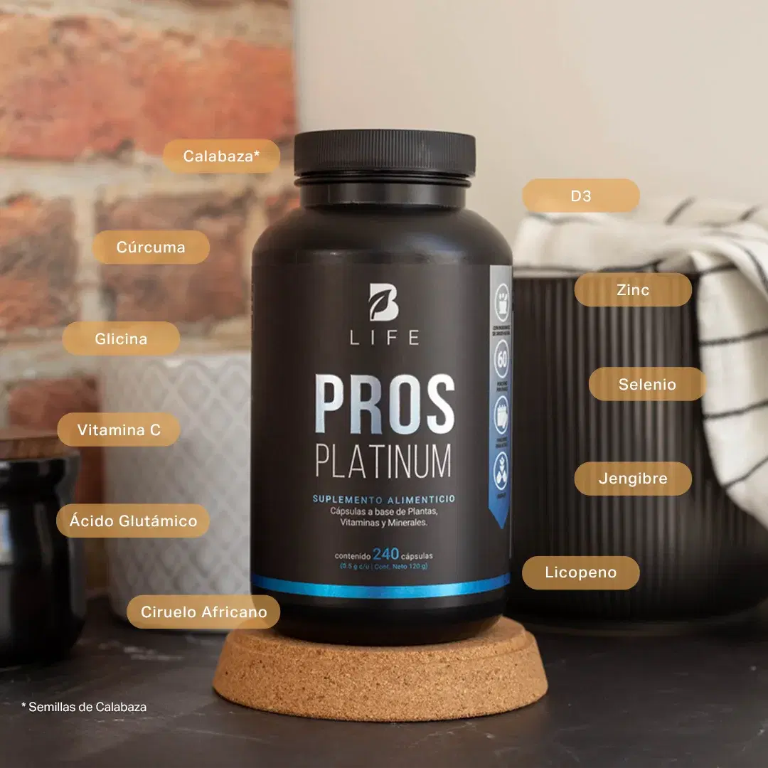 Imagen de Fórmula Platinum con Ciruelo Africano, Selenio, Cúrcuma, Zinc, Semilla de Calabaza y Vitamina D3 | 2000 mg por Porción | 240 Cápsulas
