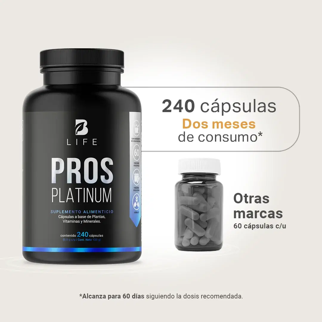 Imagen de Fórmula Platinum con Ciruelo Africano, Selenio, Cúrcuma, Zinc, Semilla de Calabaza y Vitamina D3 | 2000 mg por Porción | 240 Cápsulas