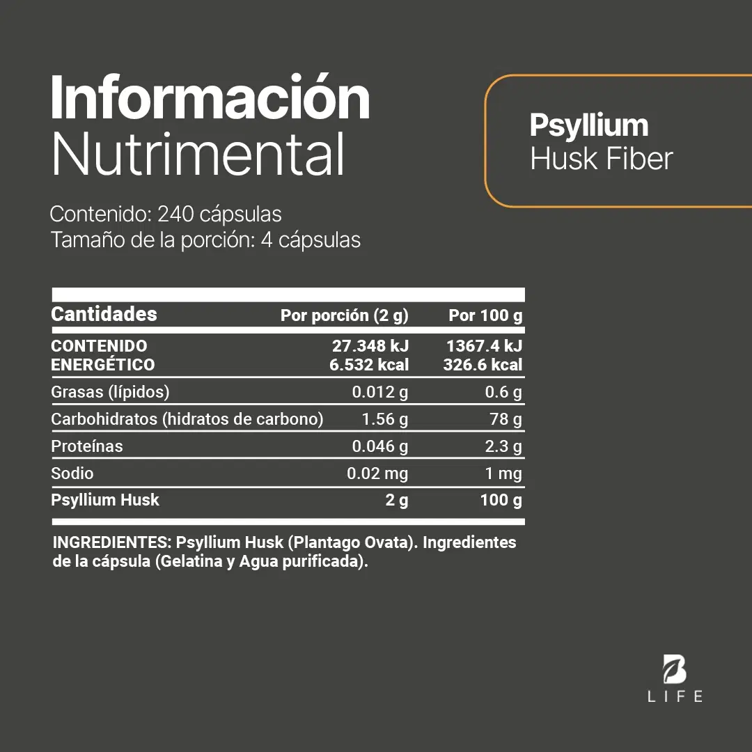 Imagen de Cápsulas de Psyllium Husk | 2000 mg por Porción | 240 Cápsulas