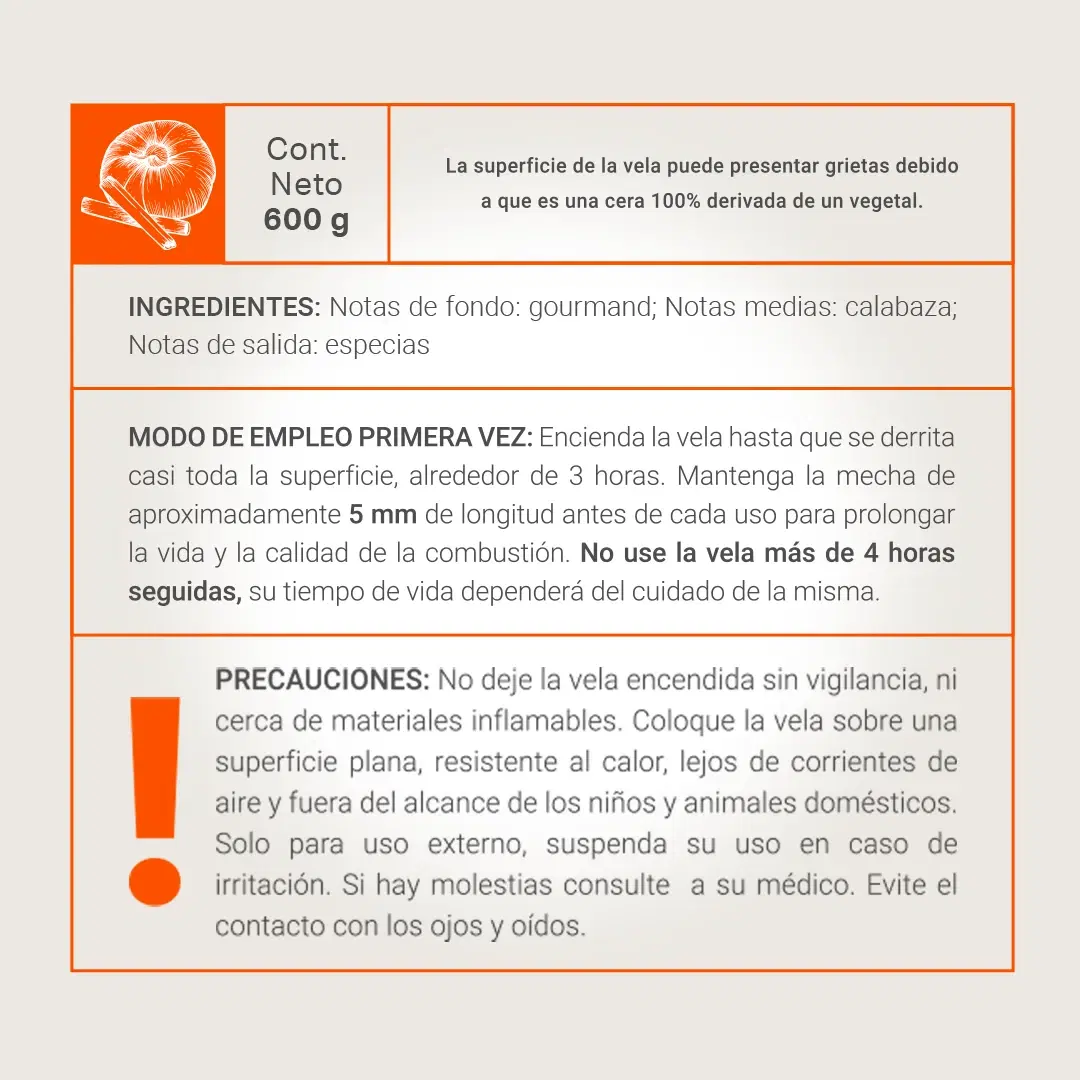 Imagen de Pumpkin Spice Aromatic Candle | Vela Aromática Calabaza y Especias 600 g