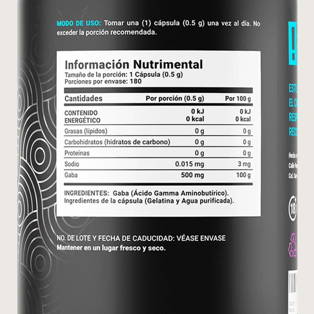 Imagen de Gaba Pura | 500mg por porción | 180 cápsulas