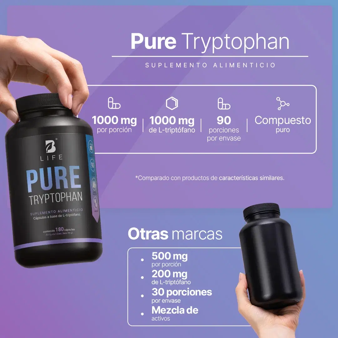 Imagen de Pure Tryp-tophan | 180 cápsulas | 500 mg por Porción | Aminoácido Esencial