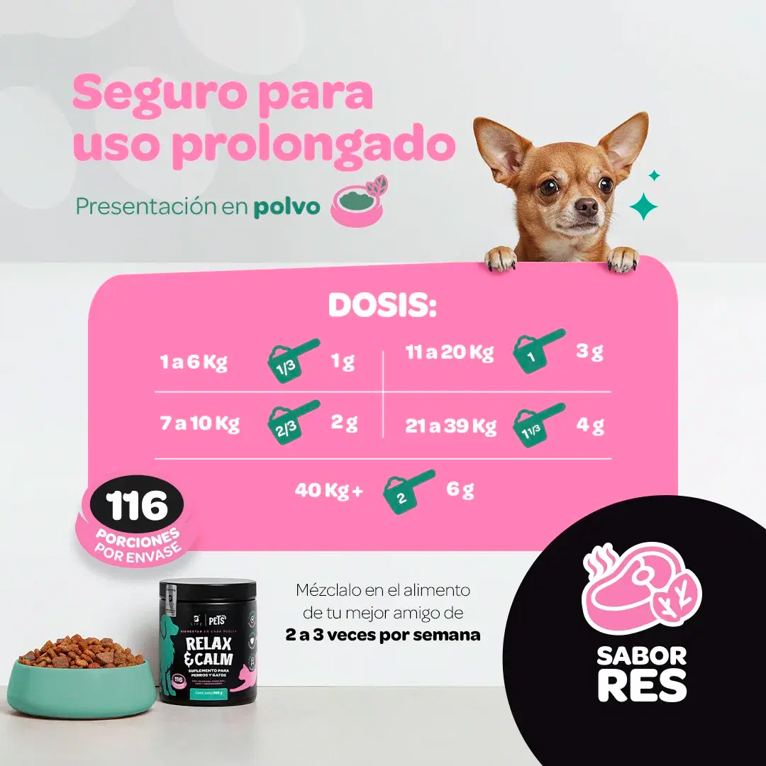 Imagen de Relax & Calm | Suplemento para Perros y Gatos | con Magnesio, Valeriana y GABA | 350g | Sabor Res