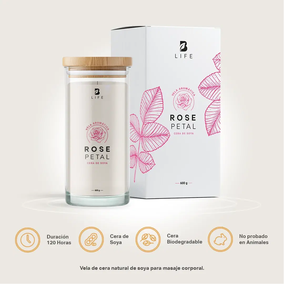 Imagen de Rose Petal Aromatic Candle | Vela Aromática Pétalos de Rosa 600 g