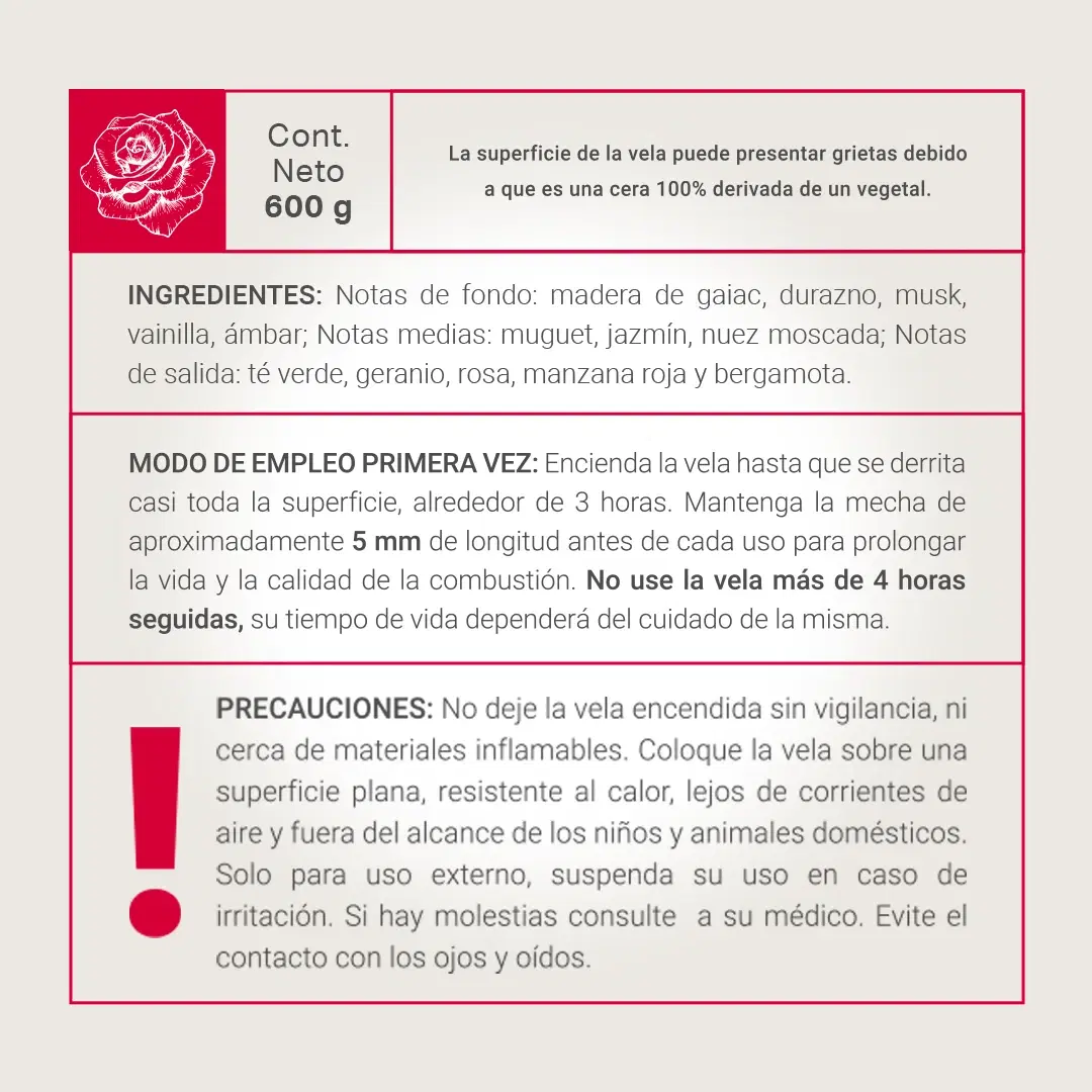 Imagen de Rose Petal Aromatic Candle | Vela Aromática Pétalos de Rosa 600 g