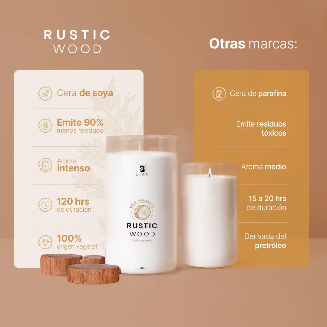 Imagen de Rustic Wood Aromatic Candle | Vela Aromática Madera de Oud 600 g
