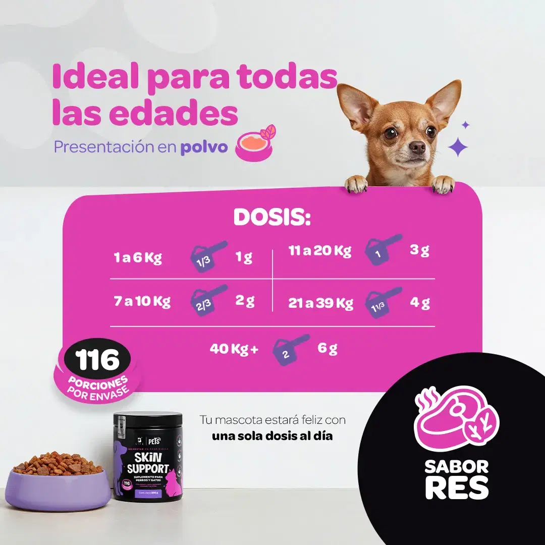 Imagen de Suplemento en Polvo para Perros y Gatos | Omega 3, Cúrcuma, Complejo B y Biotina | 350 g | Sabor Res