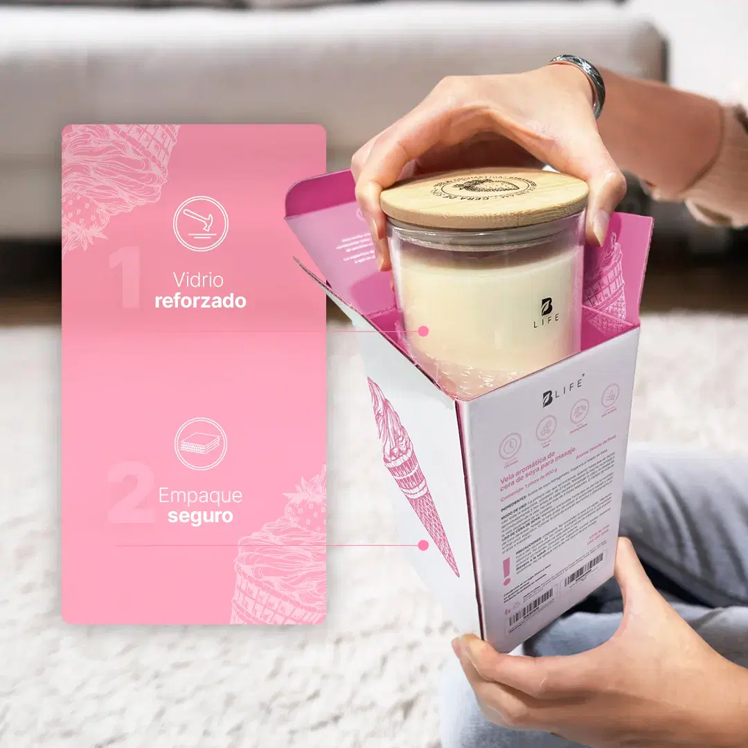 Imagen de Strawberry Ice Cream Aromatic Candle | Vela Aromática Helado de Fresa 600 g
