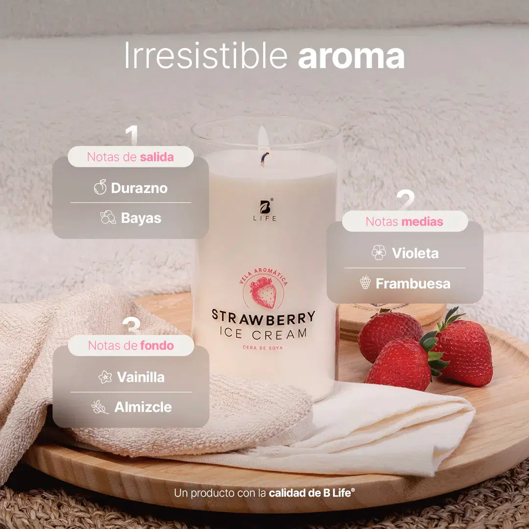 Imagen de Strawberry Ice Cream Aromatic Candle | Vela Aromática Helado de Fresa 600 g