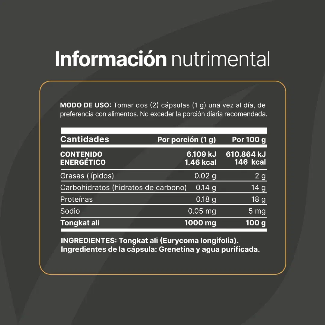 Imagen de Tong-kat Ali Puro | 1000 mg por porción | 240 Cápsulas