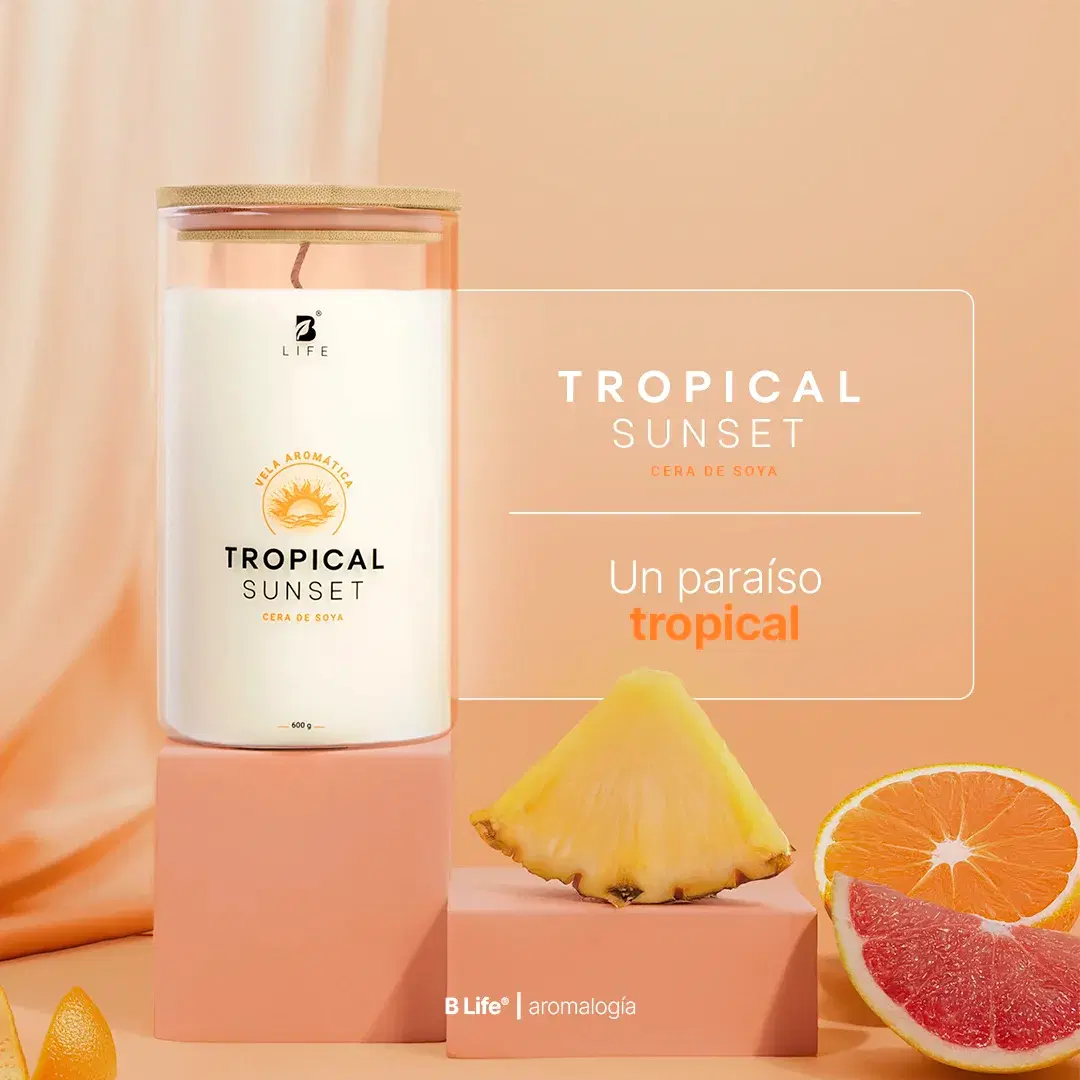 Imagen de Tropical Sunset Aromatic Candle | Vela Aromática Frutas Tropicales 600 g
