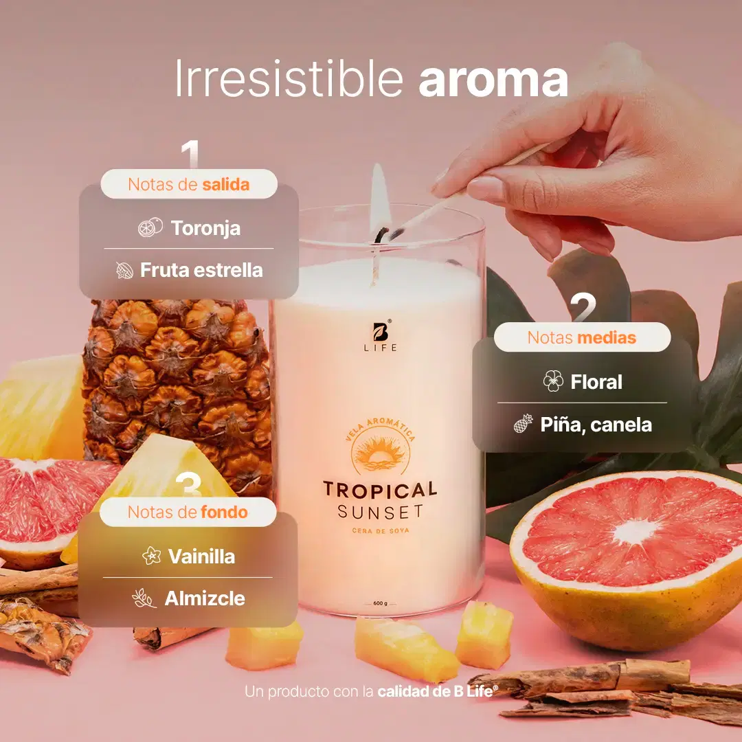 Imagen de Tropical Sunset Aromatic Candle | Vela Aromática Frutas Tropicales 600 g