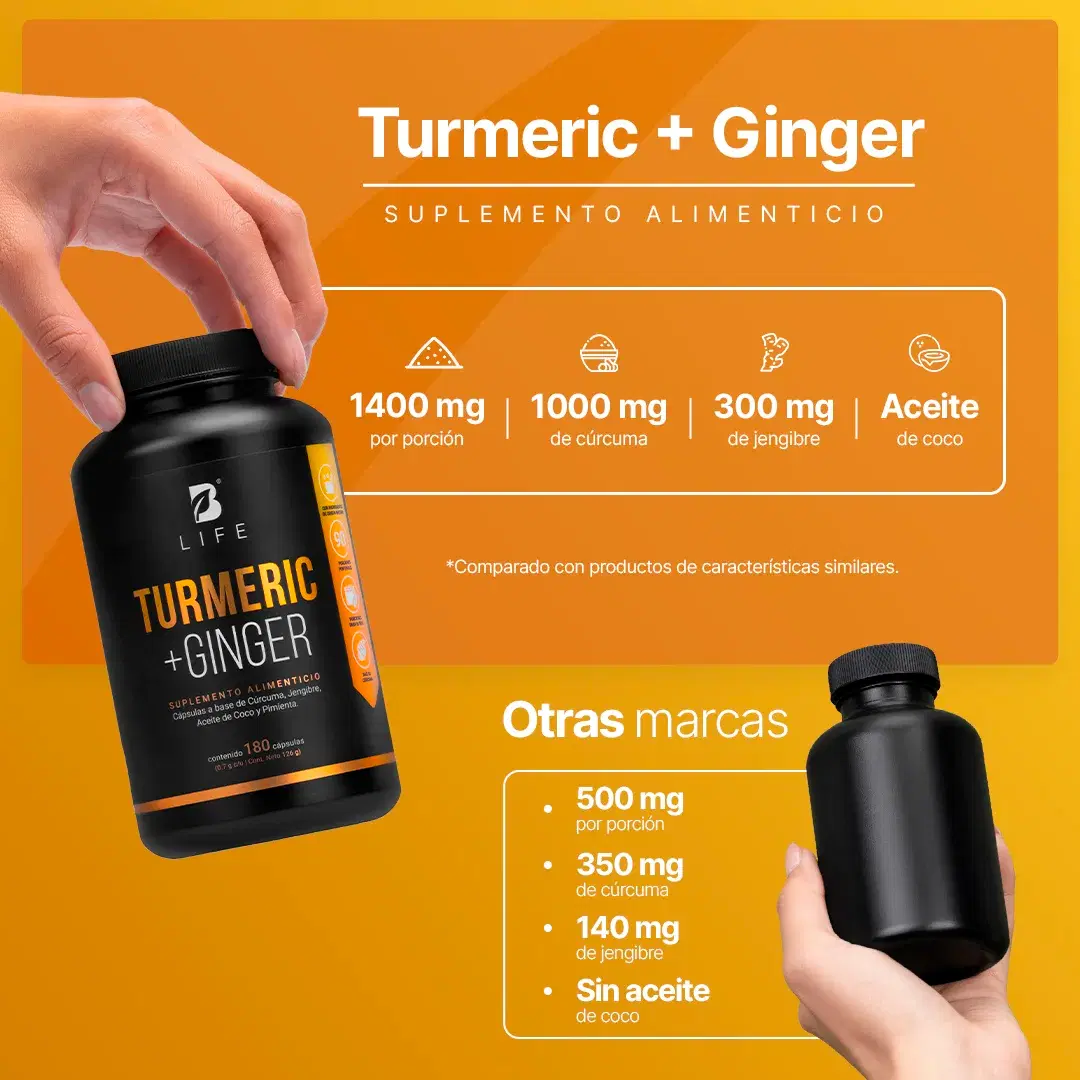 Imagen de Cúrcuma con Jengibre | adicionado con Aceite de Coco y Pimienta Negra | 1400 mg por Porción