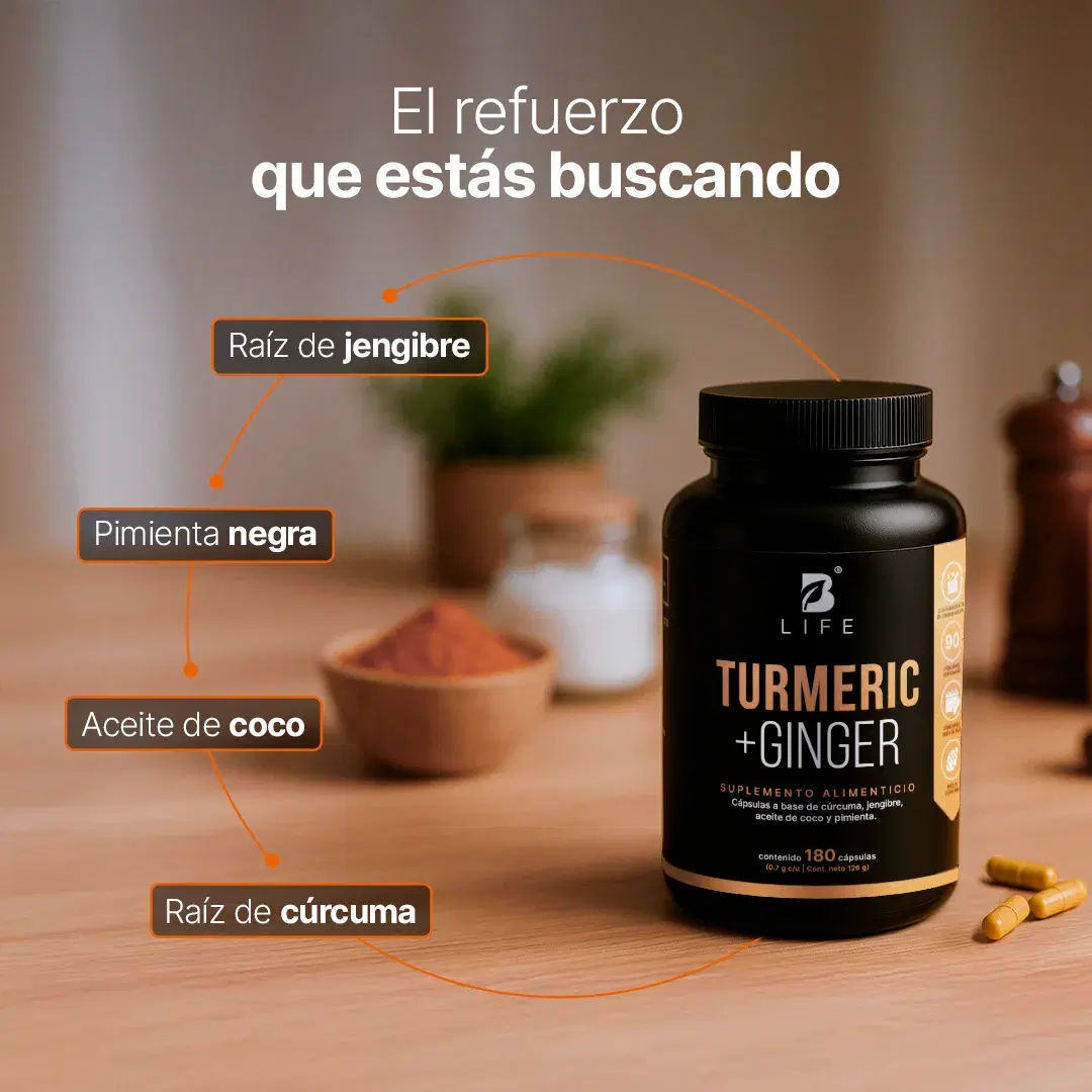 Imagen de Cúrcuma con Jengibre | adicionado con Aceite de Coco y Pimienta Negra | 1400 mg por Porción