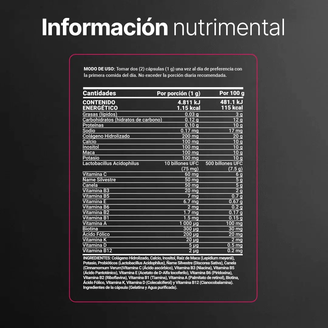 Imagen de Multivitamínico para Mujer de Más de 40 Años | Con Colágeno, Maca, Inositol y Probióticos | 1000 mg por porción
