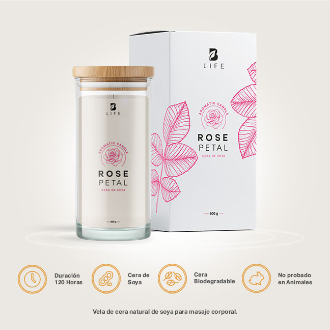 Rose Petal Aromatic Candle | Vela Aromática Pétalos de Rosa